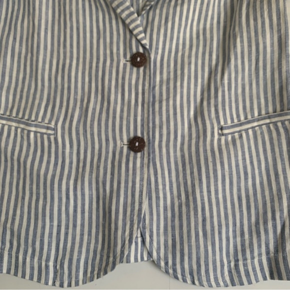 Tahari Linen Striped Blazer Size S - Picture 3 of 6